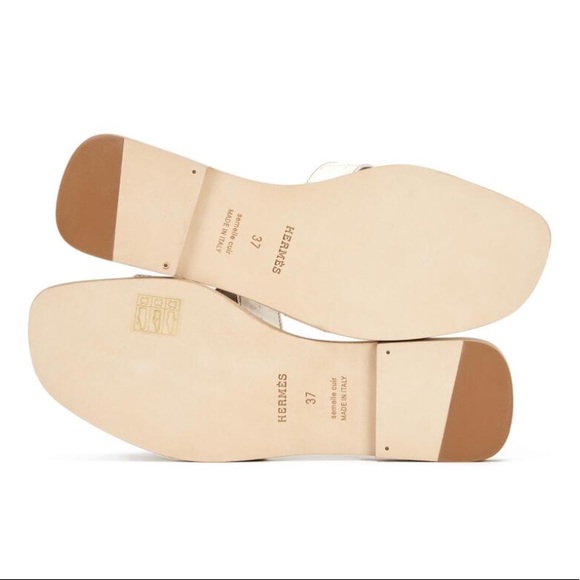 Hermes White Himalaya Oran Sandals - Picture 9 of 12